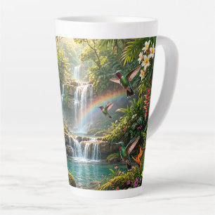 Caneca De Café Latte Cachoeiras Arco-íris Beija-flores Esconderijo Trop