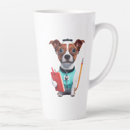 Caneca De Café Latte Cachorro A Trabalhar Como Enfermeira, Cachorro A V