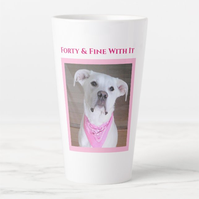 Caneca De Café Latte Cachorro Bonito E Cheio De Olhos Molhados Quarenta (Frente)