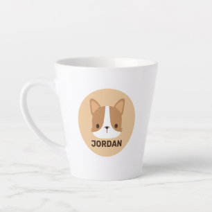 Caneca De Café Latte Cachorro Corgi Corgento com Nome Personalizado