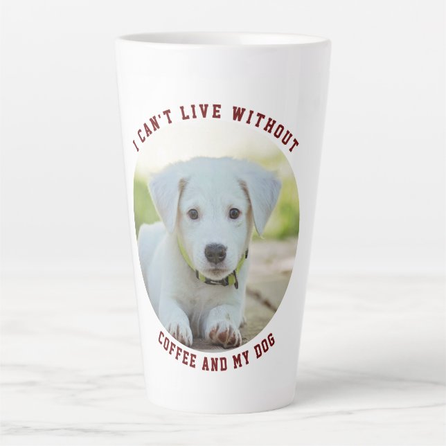 Caneca De Café Latte Cachorro de Foto Personalizado Latte Mug (Frente)