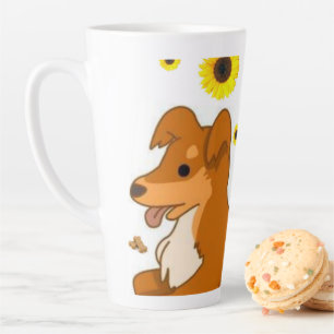 Caneca De Café Latte Cachorro de Girassol Lata