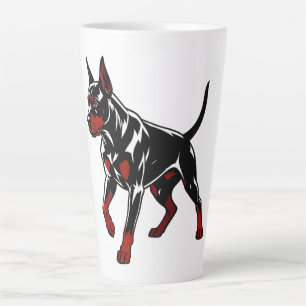Caneca De Café Latte Cachorro de Guarda Doberman Feroz