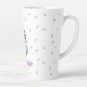 Caneca De Café Latte Cachorro de Neve, Marshmallow Personalizado Latte 