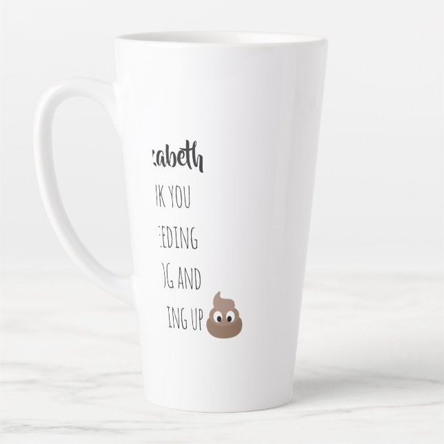 Caneca De Café Latte Cachorro Engraçado Obrigado por Pet Sitting POOP (Esquerda)