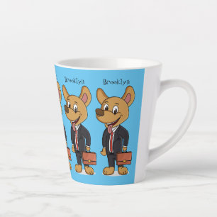 Caneca De Café Latte Cachorro engraçado vestindo desenho de terno