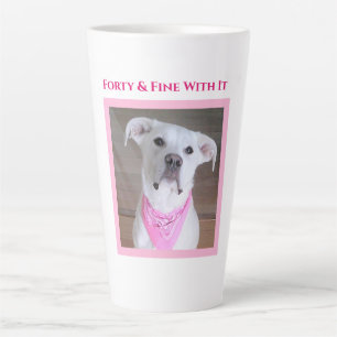 Caneca De Café Latte Cachorro Feliz Com Olhos Solosos 40 Rosa