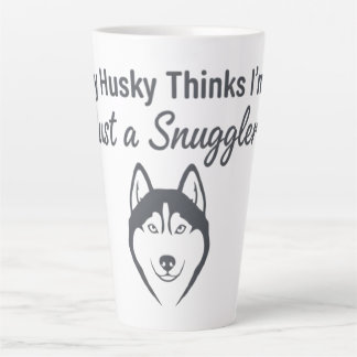 Caneca De Café Latte Cachorro Husky Engraçado Abraçador