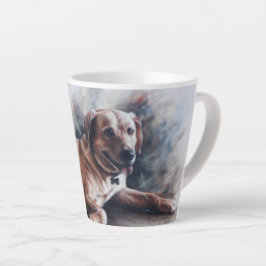 Caneca De Café Latte Cachorro labrador amarelo deitado