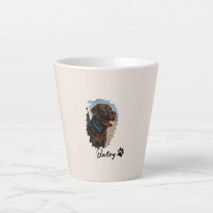 Caneca De Café Latte Cachorro Labrador de Chocolate Bonito - Bailey   P