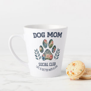 Caneca De Café Latte Cachorro Mãe Paw Floral