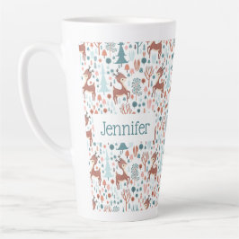 Caneca De Café Latte Cachorro no Natal do Padrão da Floresta Branca