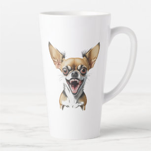 Caneca De Café Latte Cachorro Pequeno Malvado   Cachorros Engraçados