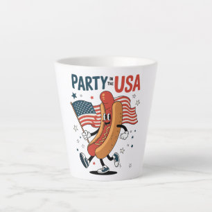 Caneca De Café Latte Cachorro-quente 4 de julho fogos de artifício Dia