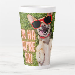 Caneca De Café Latte Cachorro Rindo 50º Aniversário