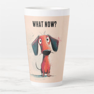Caneca De Café Latte Cachorro Vermelho Engraçado – Arte de Pet Cartoon