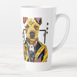 Caneca De Café Latte Cachorro Vestindo um traje: Arte Digital