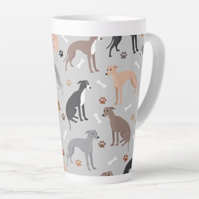 Caneca De Café Latte Cachorros italianos do Cachorro e patas Latino (Ângulo direito)