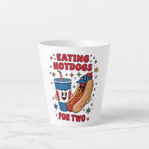 Caneca De Café Latte Cachorros-quentes fofos do dia 4 de julho
