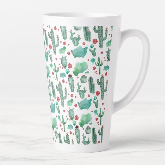 Caneca De Café Latte cacto e padrão de ladybug - (Direita)