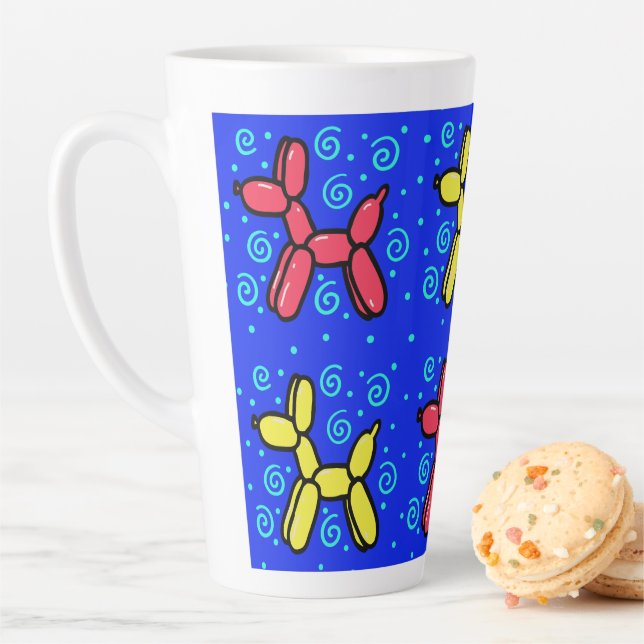 Caneca De Café Latte Cães Balões com Bolinhas e Suavimentos (In Situ)