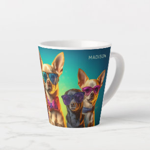 Caneca De Café Latte Cães Legal com Nome Personalizado