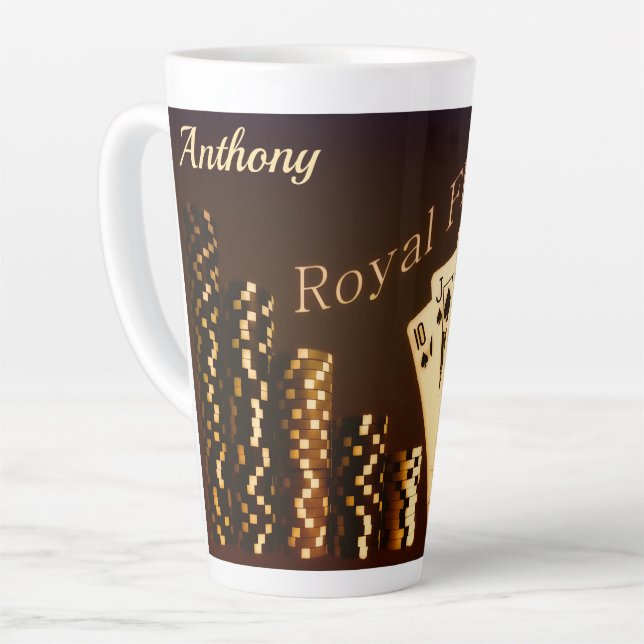 Caneca De Café Latte Café Alto Royal Flush Poker  (Ângulo esquerdo)