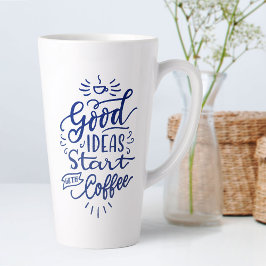 Caneca De Café Latte Café Amantes De Coffee Cotação Azul Altura Branca