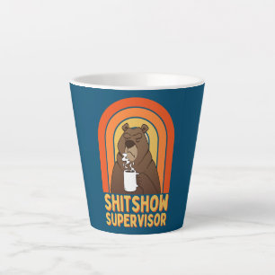 Caneca De Café Latte CAFÉ BEAR SHITSHOSHOSHOW SUPERVISOR Funny Boss