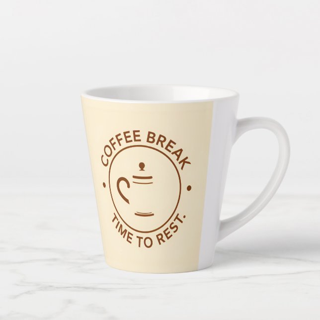 Caneca De Café Latte ☕ Café Break Minimal Bege Café Moderno ☕ (Direita)