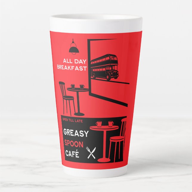 Caneca De Café Latte Café da Manhã Inglês Greasy Spoon (Frente)