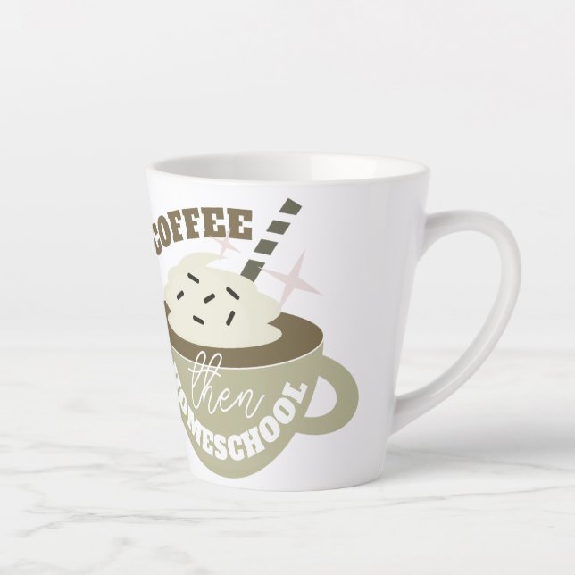 Caneca De Café Latte Café De Volta à Educação em Casa Pequeno (Direita)