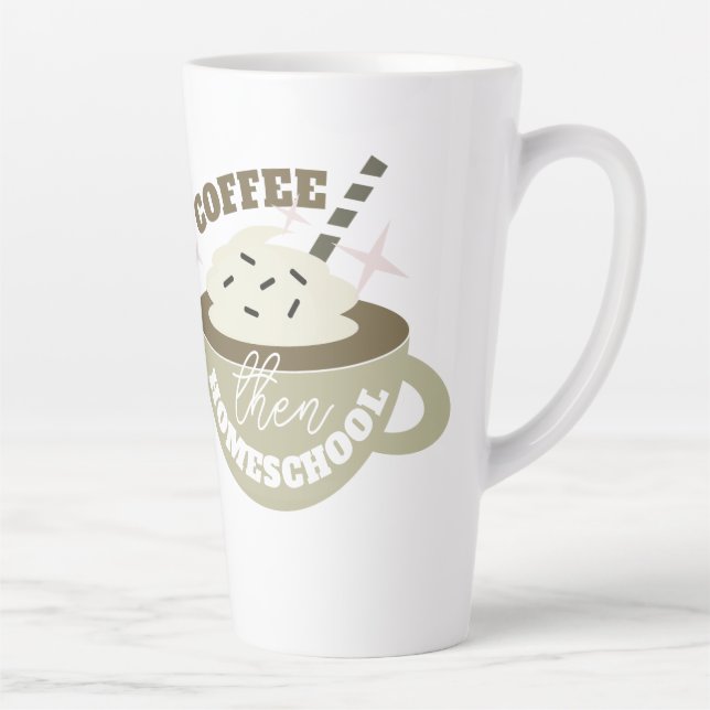 Caneca De Café Latte Café De Volta ao Ensino em Casa (Direita)