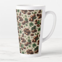 Caneca De Café Latte Café do Dia de São Patrício & Padrão de Trevo