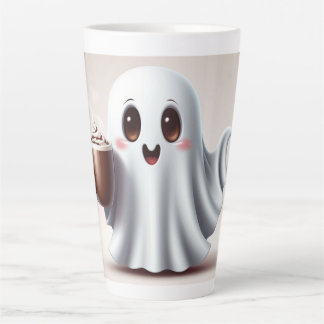 Caneca De Café Latte Café do Feriado do Fantasma Fofo 👻