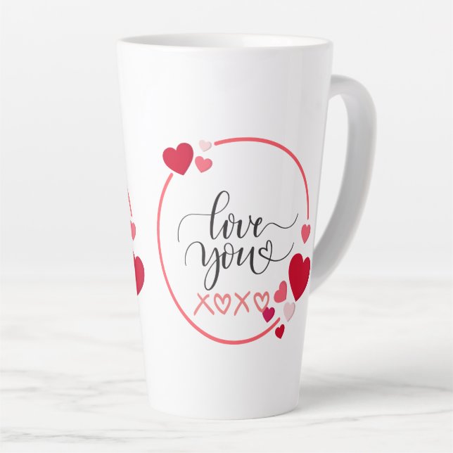 Caneca De Café Latte Café e Amor Combinação Perfeita  (Ângulo direito)