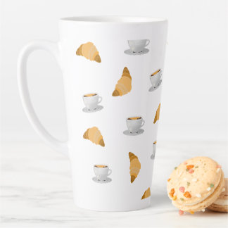 Caneca De Café Latte Café e Croissant Pattern Mug