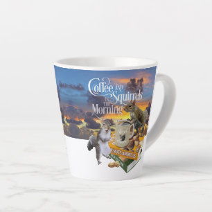 Caneca De Café Latte Café e esquilos - Trava do Esquilo Engraçado