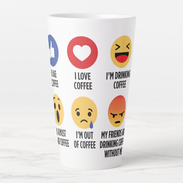 Caneca De Café Latte Café Emojis (Frente)