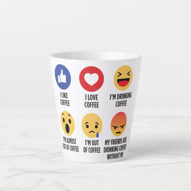 Caneca De Café Latte Café Emojis (Frente)