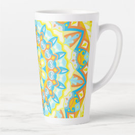 Caneca De Café Latte Café Floral Boho Brilhante Mandala de Verão