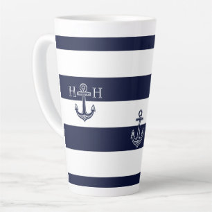 Caneca De Café Latte Café Marinho Azul Anchor Costeiro Anchor Náutico M