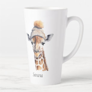 Caneca De Café Latte Café Personalizado Beanie Bunch Girafa Inverno Cha