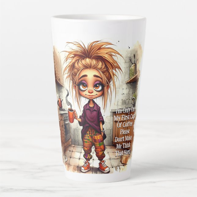 Caneca De Café Latte Café Quirky Lady 1rua Latte Mug (Frente)