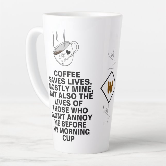 Caneca De Café Latte Café Salva Vidas Meme | Citação Engraçada Personal (Ângulo esquerdo)