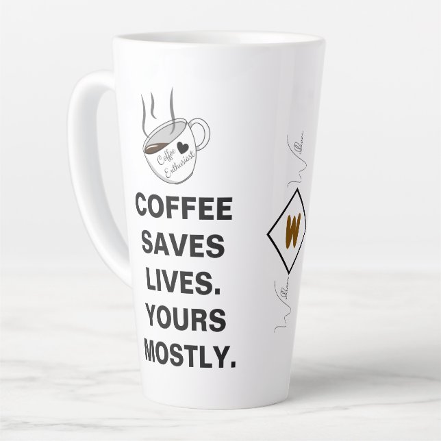 Caneca De Café Latte Café Salva Vidas. Principalmente Sua * Branca Engr (Ângulo esquerdo)