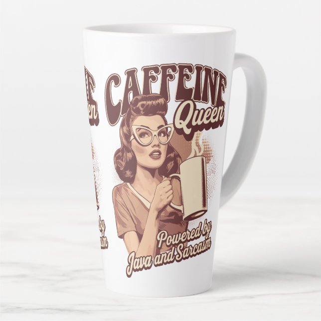 Caneca De Café Latte Caffeine Queen - Java & Sarcasm Retro Design (Ângulo direito)