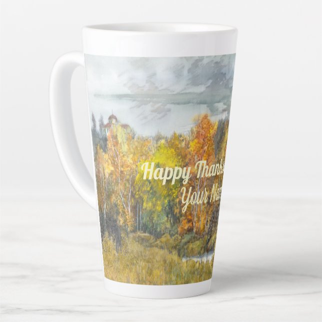 Caneca De Café Latte Cair paisagens aquáticas Latte Mug (Ângulo esquerdo)