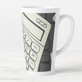 Caneca De Café Latte Calculadora Minimalista e Ilustração de Padrão Mat