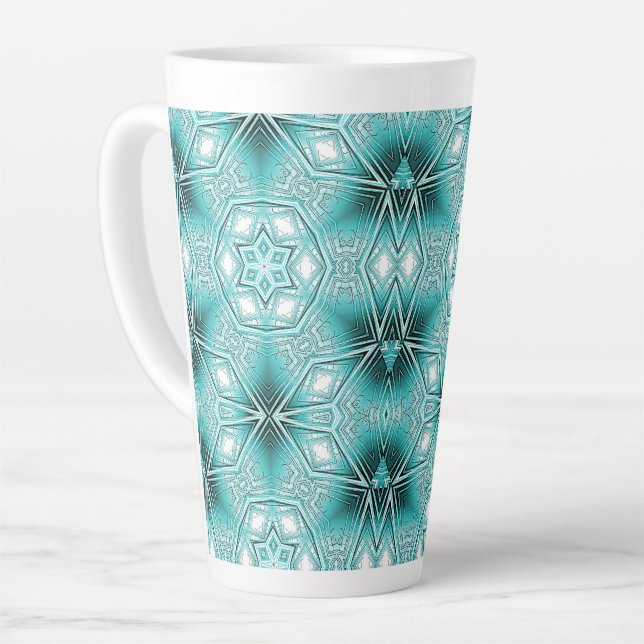 Caneca De Café Latte Caleidoscópio Ártico (Ângulo esquerdo)